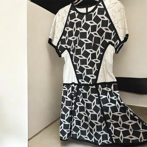 Jonathan Simkhai Luxury brand Black & White Geometric Dress - Rare Find!